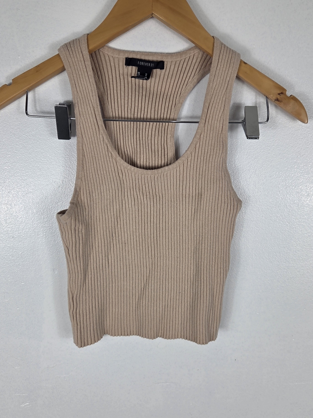 Forever 21 Ribbed Knit Tank Top - Taupe